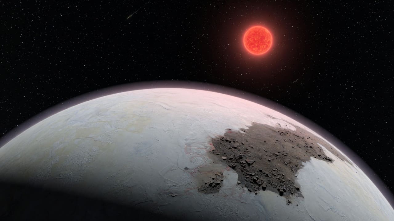 Artist’s impression of GJ 1002 c: VIEW 2 · FROM ABOVE