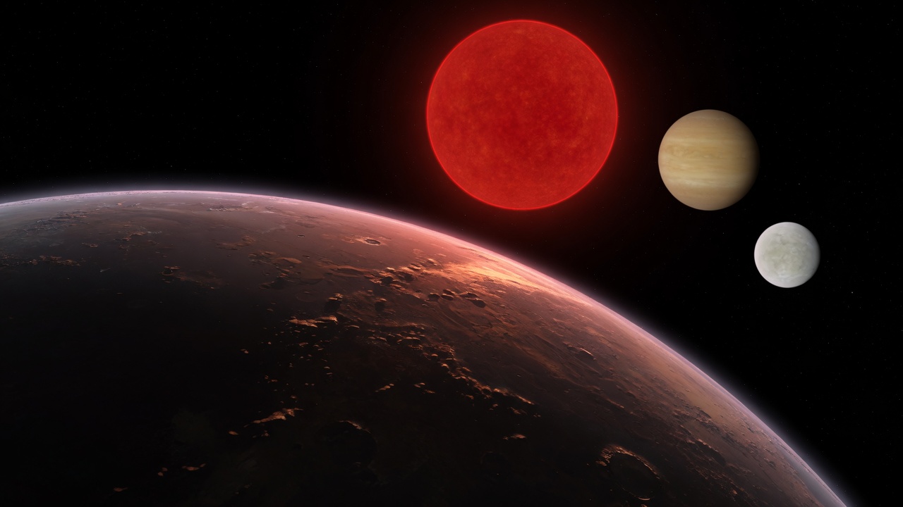 Artist’s impression of GJ 1061 c: VIEW 2 · FROM ABOVE