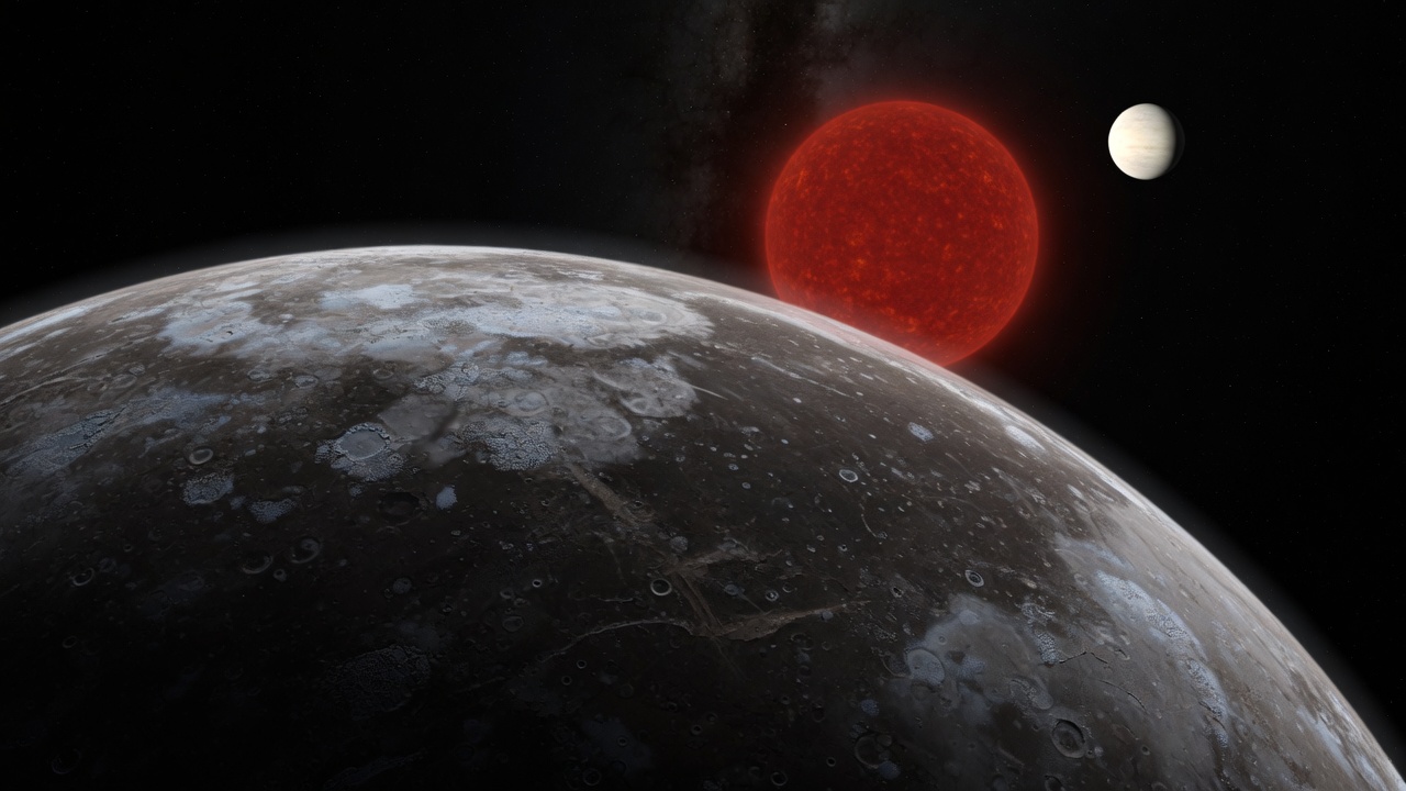 Artist’s impression of GJ 1061 d: VIEW 2 · FROM ABOVE