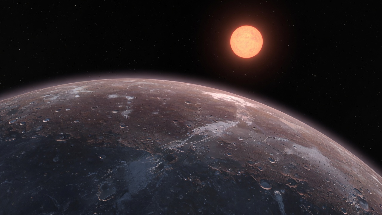 Artist’s impression of Kepler-1229 b: VIEW 2 · FROM ABOVE