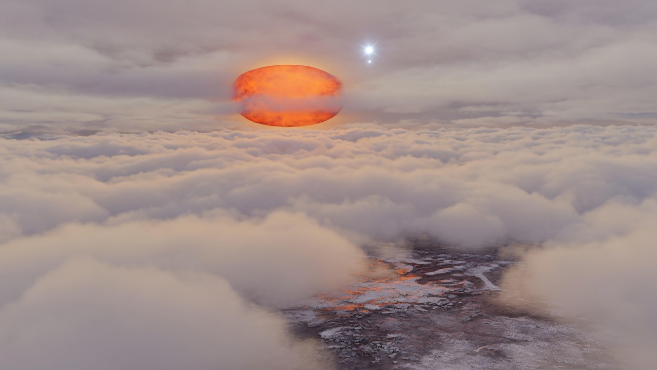Artist’s impression of Kepler-296 f: VIEW 1 · ON THE SURFACE