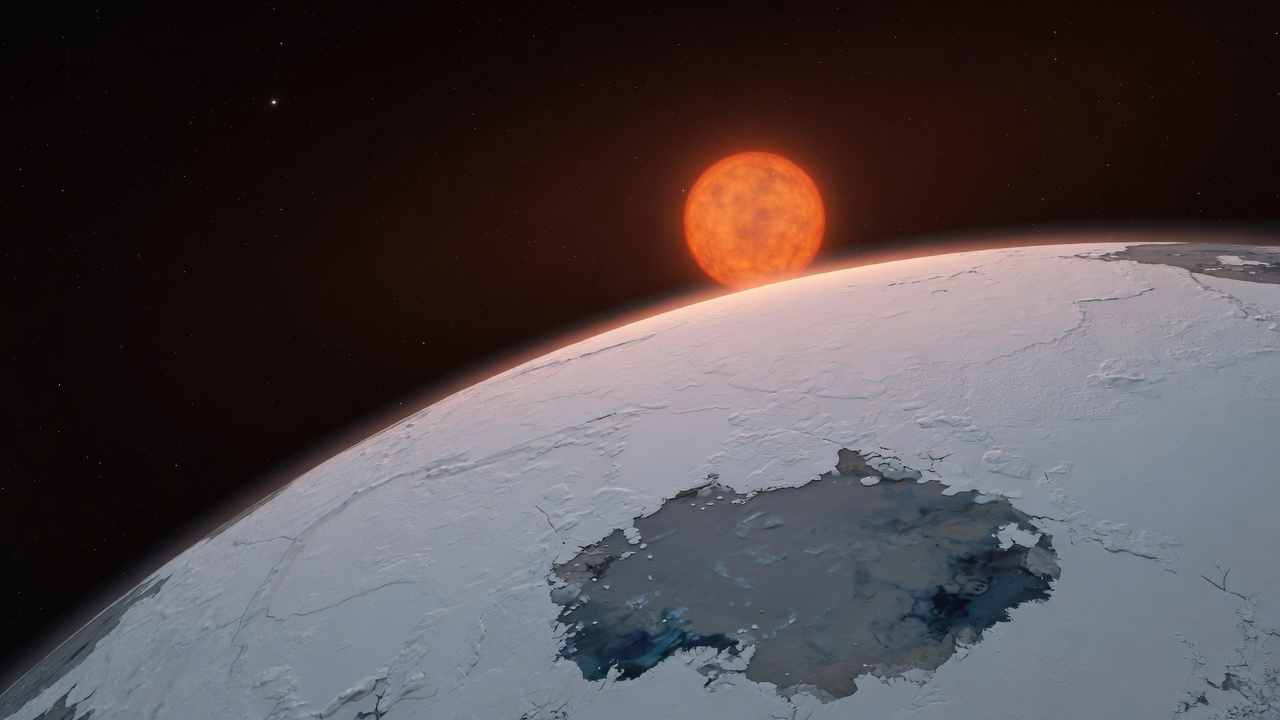 Artist’s impression of LHS 1140 b: VIEW 2 · FROM ABOVE