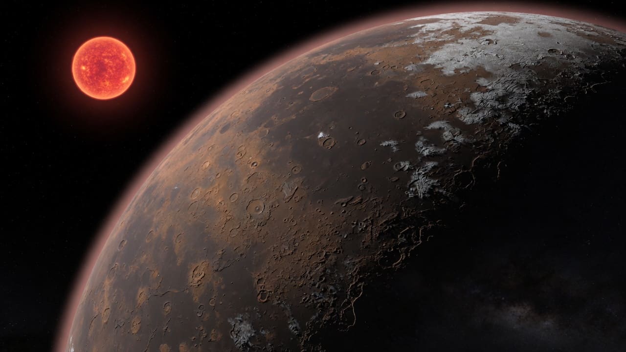 Artist’s impression of Wolf 1061 c: VIEW 2 · FROM ABOVE