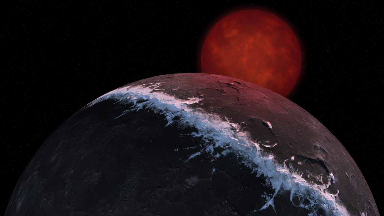 Artist’s impression of Wolf 1069 b: VIEW 2 · FROM ABOVE