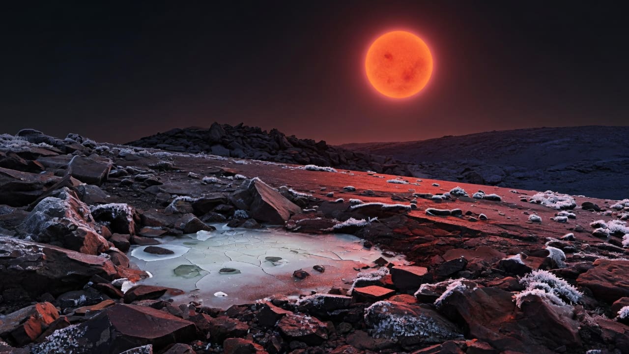 Artist’s impression of Wolf 1069 b: VIEW 1 · ON THE SURFACE